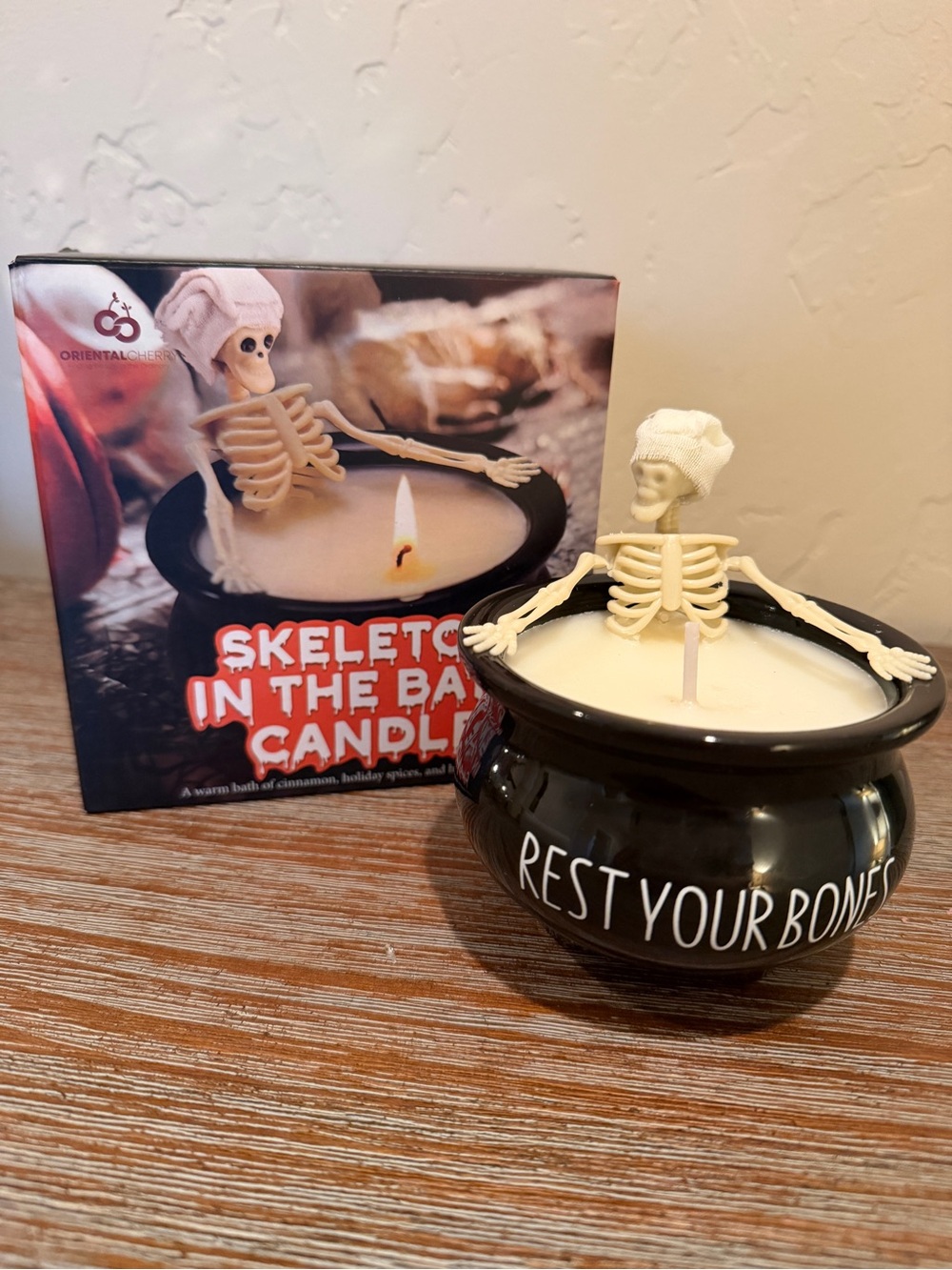 Black 'Rest Your Bones' Skeleton Bath Candle
